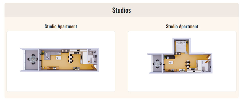 vista properties website - unit plans